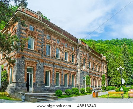 The mansion on the territory of Borjomi Mineral Water Park famous resort of Georgia.