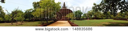The panorama of Rankoth Vehera stupa in Polonnaruwa Sri Lanka