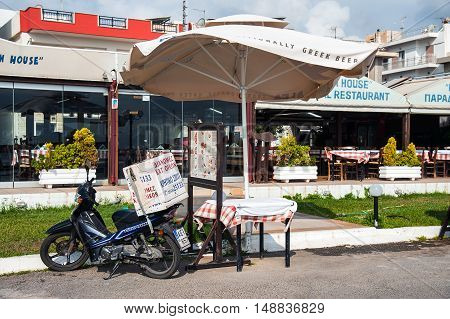 SITIA, CRETE, GREECE - JUNE 2016: Traditional delivery transport in Paleochora town on Crete island