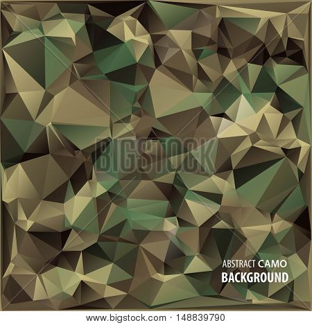 Abstract Vector Military Camouflage Background Made of Geometric Triangles Shapes.