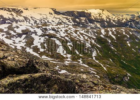 View On Mountains From Dalsnibba Viewpoint In Norway