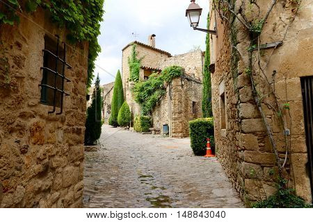 Peratallada, medieval town in Catalunya, Spain in September