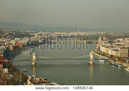 Autumn view in Buadapest from Gellert Hill