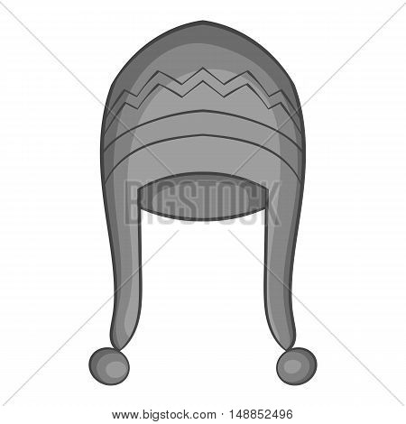 Hat with pompom icon in black monochrome style isolated on white background. Accessory symbol vector illustration