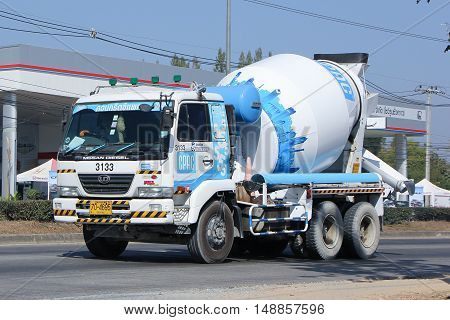 CHIANG MAI, THAILAND - JANUARY 6 2015:  Concrete truck of CPAC Concrete product company. Photo at road no.121 about 8 km from downtown Chiangmai, thailand.
