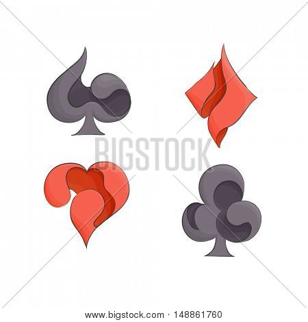 Set of playing card suits on white background