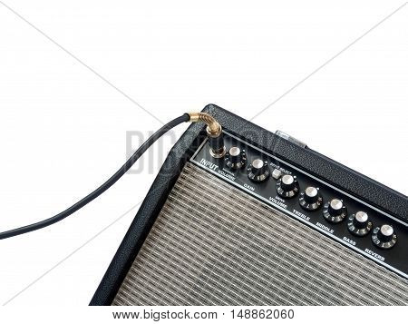 Guitar Amplifier With Jack Cable Isolated On White Background