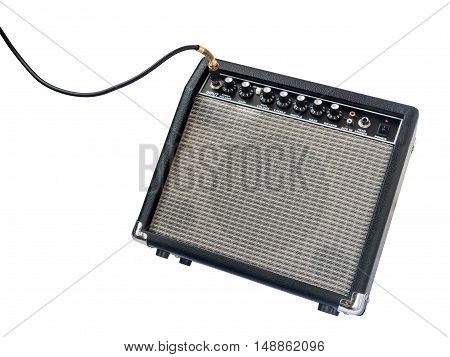 Guitar Amplifier With Jack Cable Isolated On White Background