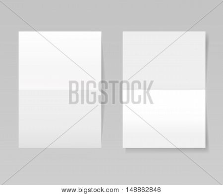 Folded realistic blank sheets of paper mockup