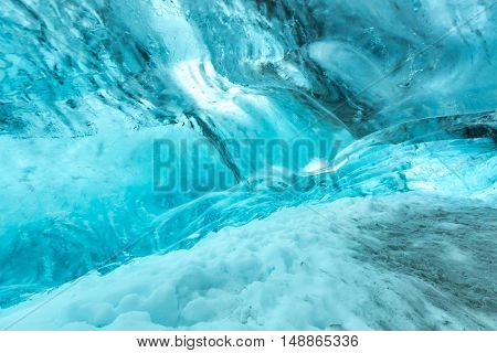 Ice wall background in Cave Iceland at Vatnajokull Glacier Jokulsarlon Nationa Park