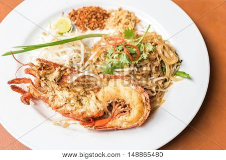 Lobster Pad Thai, stir-fried rice noodles 