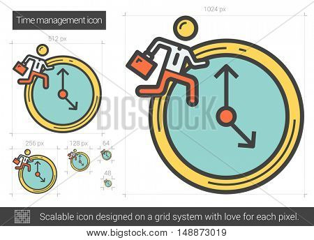 Time managment vector line icon isolated on white background. Time managment line icon for infographic, website or app. Scalable icon designed on a grid system.