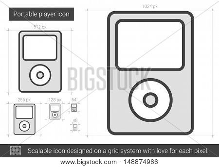Portable player vector line icon isolated on white background. Portable player line icon for infographic, website or app. Scalable icon designed on a grid system.