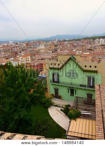 Stillness in the city, looking down on a Spanish town from up high