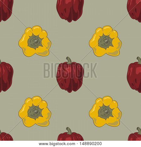 Seamless pattern white colored bell peppers vector illustration