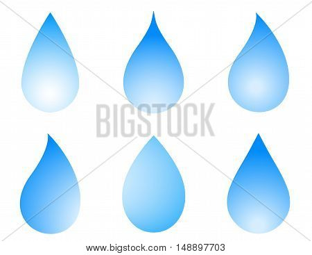 blue droplet icon set on white background