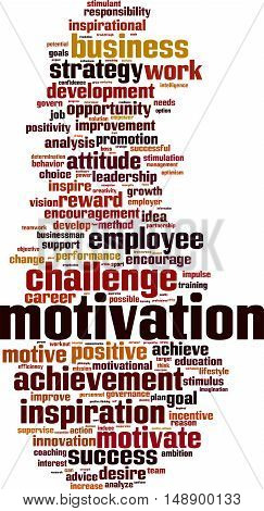 Motivation word cloud concept. Vector illustration on white