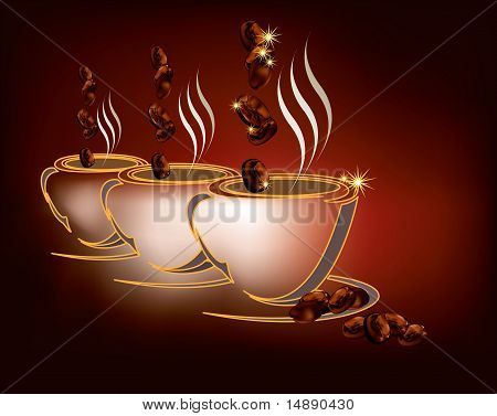 Tazze da caffè con chicchi di caffè tostati tazze da caffè con chicchi di caffè tostati su sfondo nero