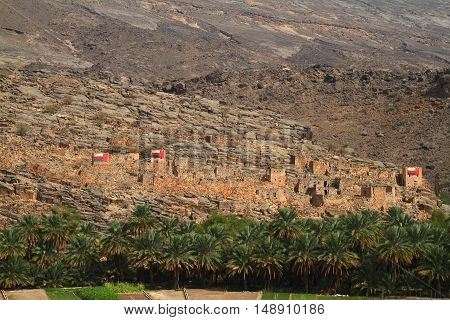 Deserted Village in Wadi Ghul . Sultanate of Oman