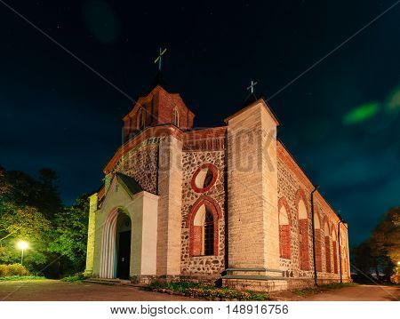 GUBANITSY, LENINGRAD REGION, VOLOSOVO DISTRICT, RUSSIA - SEPTEMBER 20, 2016: Kirch St. John the Baptist in Gubanitsah. Lutheran Church in the village Gubanitsy, parish center Kupanitsa Evangelical Lutheran Church of Ingria.