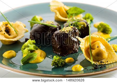Glazed Beef Cheek with Tortellini and Broccoli