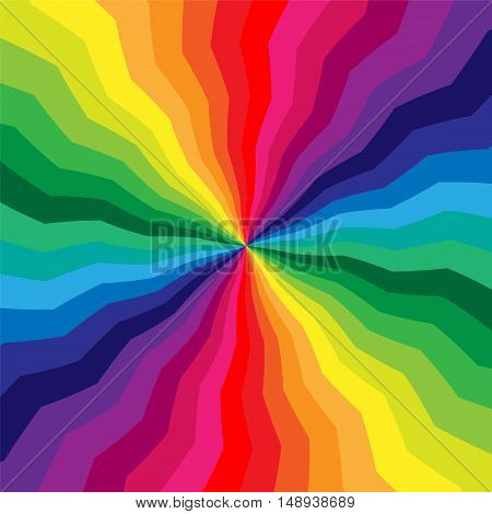 Vector Illustration. Polygonal Colorful Stripes Expanding from the Center. Geometric Abstract Background. Suitable for textile fabric and packaging