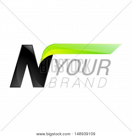 N letter black and green logo design Fast speed design template elements for application.