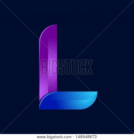L letter volume blue and purple color logo design template elements.