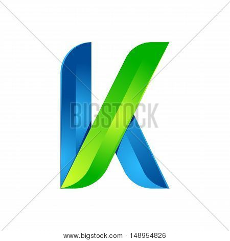 K letter leaves eco logo volume icon. Vector design green and blue template elements an icon for your ecology application or company.