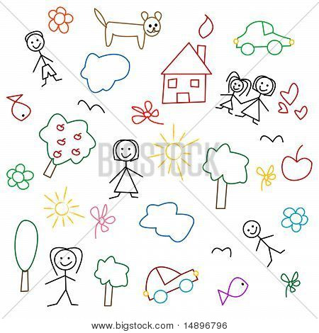 Disegno di bambini - seamless pattern