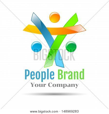 Colorful abstract happy people. Concept for social network team work partnership business cooperation playing celebration party. Vector logo design illustration. Template your company creative.