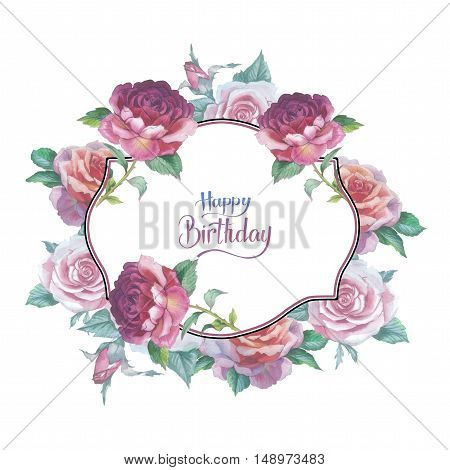 Wildflower rose flower frame in a watercolor style isolated. Full name of the plant: rose, platyrhodon, rosa. Aquarelle flower could be used for background, texture, pattern, frame or border.