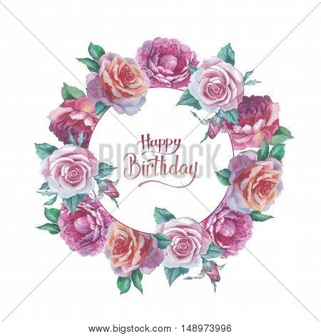 Wildflower rose flower frame in a watercolor style isolated. Full name of the plant: rose, platyrhodon, rosa. Aquarelle flower could be used for background, texture, pattern, frame or border.
