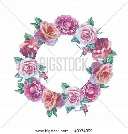 Wildflower rose flower frame in a watercolor style isolated. Full name of the plant: rose platyrhodon rosa. Aquarelle flower could be used for background texture pattern frame or border.