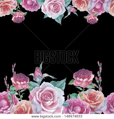 Wildflower rose flower frame in a watercolor style isolated. Full name of the plant: rose platyrhodon rosa. Aquarelle flower could be used for background texture pattern frame or border.