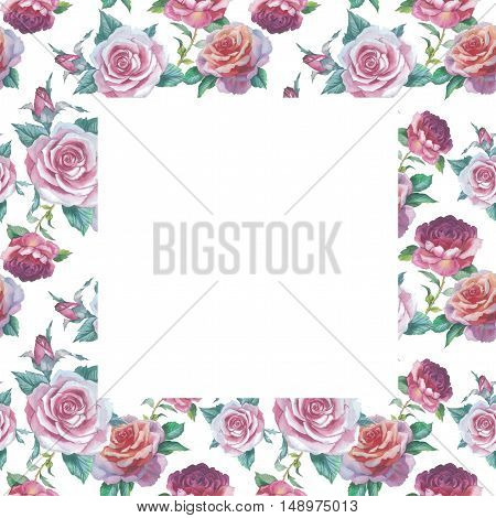 Wildflower rose flower frame in a watercolor style isolated. Full name of the plant: rose platyrhodon rosa. Aquarelle flower could be used for background texture pattern frame or border.