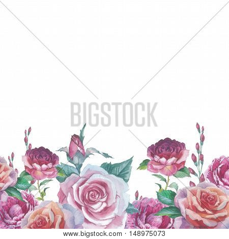 Wildflower rose flower frame in a watercolor style isolated. Full name of the plant: rose platyrhodon rosa. Aquarelle flower could be used for background texture pattern frame or border.