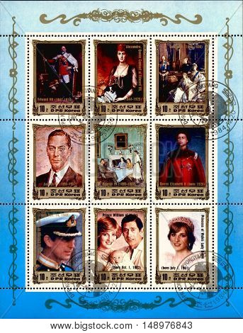 North Korea, 1984: British Dynasty on very rare North Korean postage stamp, circa 1984