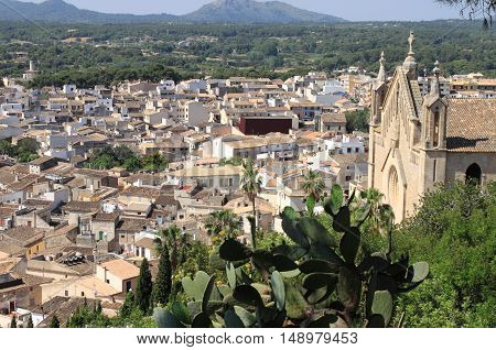 Panoramic view of the city of Arta in Mallorca Island. Spain