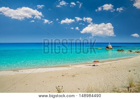 Avali beach, Lefkada island, Greece. Beautiful turquoise sea on the island of Lefkada in Greece.