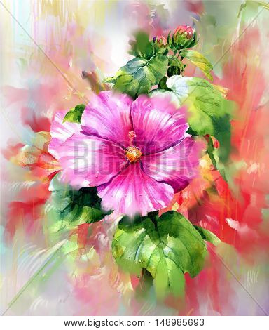 Bouquet of multicolored flowers watercolor painting style