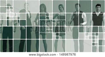 Friendly Business People Abstract Background as Concept 3D Illustration Render