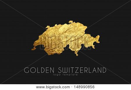 Switzerland map. Golden Switzerland logo. Creative Switzerland logo design