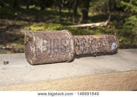 shot of old rusted hand grenade RGD
