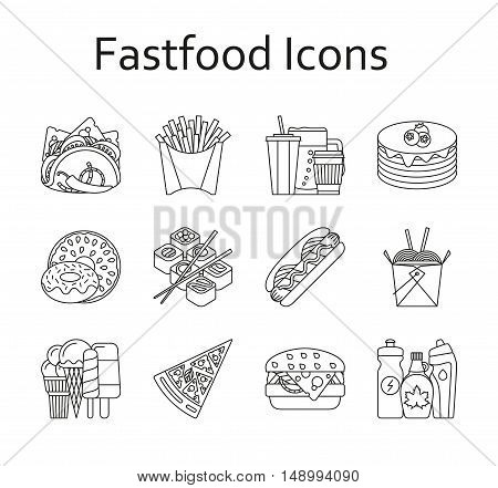 Fastfood and streetfood icons set. Vector illustration.
