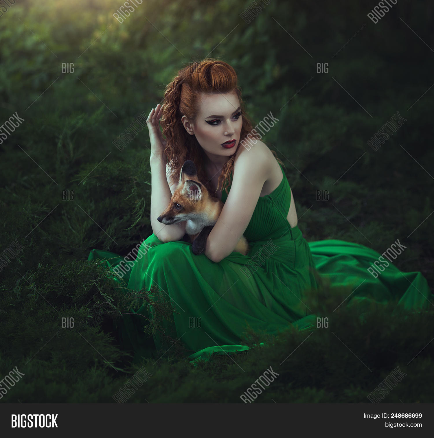 Red-haired Girl Green Image & Photo (Free Trial) | Bigstock