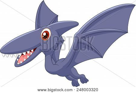 Happy Pterodactyl Cartoon Isolated On White Background