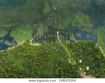View Of Lake Pleshcheyevo From The Above. Russian Nature Landscape