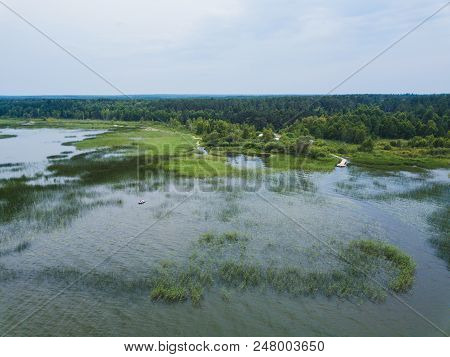 View Of Lake Pleshcheyevo From The Above. Russian Nature Landscape