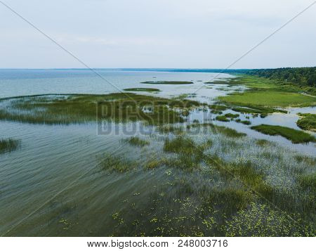 View Of Lake Pleshcheyevo From The Above. Russian Nature Landscape